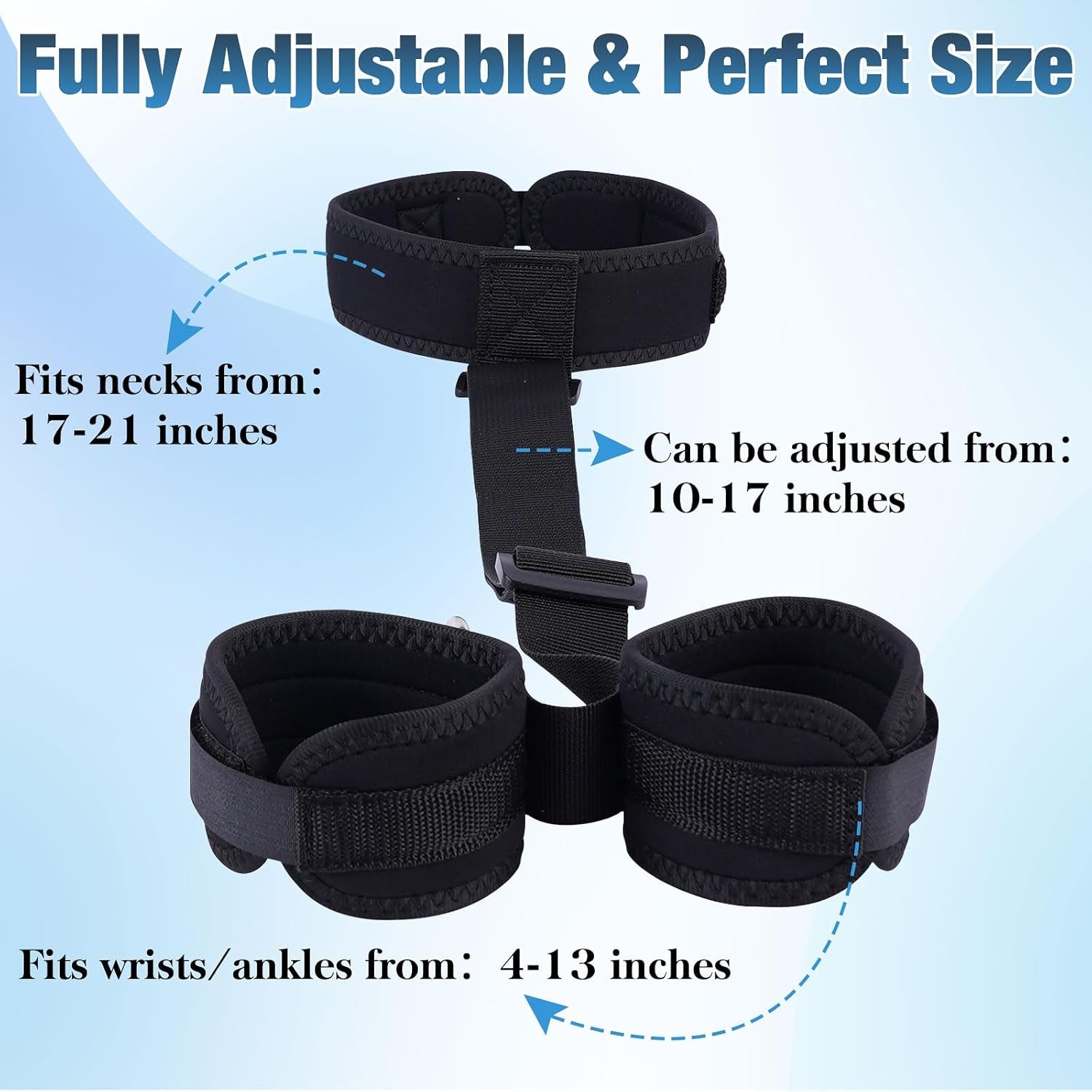 BDSM Bondage Neck to Wrist Restraints Kit with Ball Gag, Couples Sex Toys Adjustable Collar Back Sex Handcuffs Wrist Cuffs, Bed SM Games Bondage Gear Accessories for Couples, Roleplay & Bedroom Fun