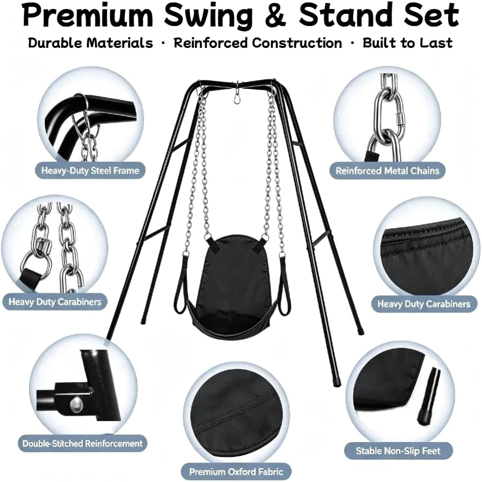 ShadowSpan Freestanding Canvas Sex Swing with Heavy-Duty Steel Stand