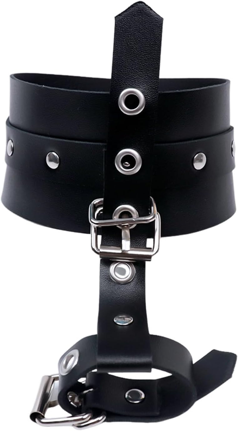 RebelBound BDSM PU Leather Wrist & Thumbs Cuffs