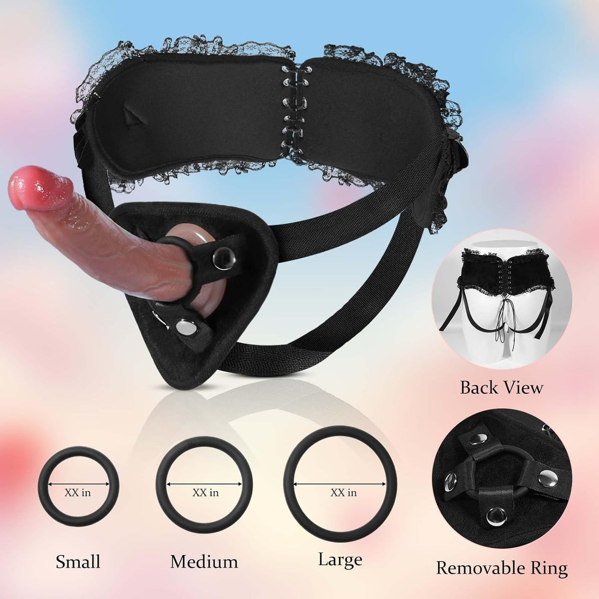 WitchingHour Strap-On Set | Lace Harness & Silicone Dildo