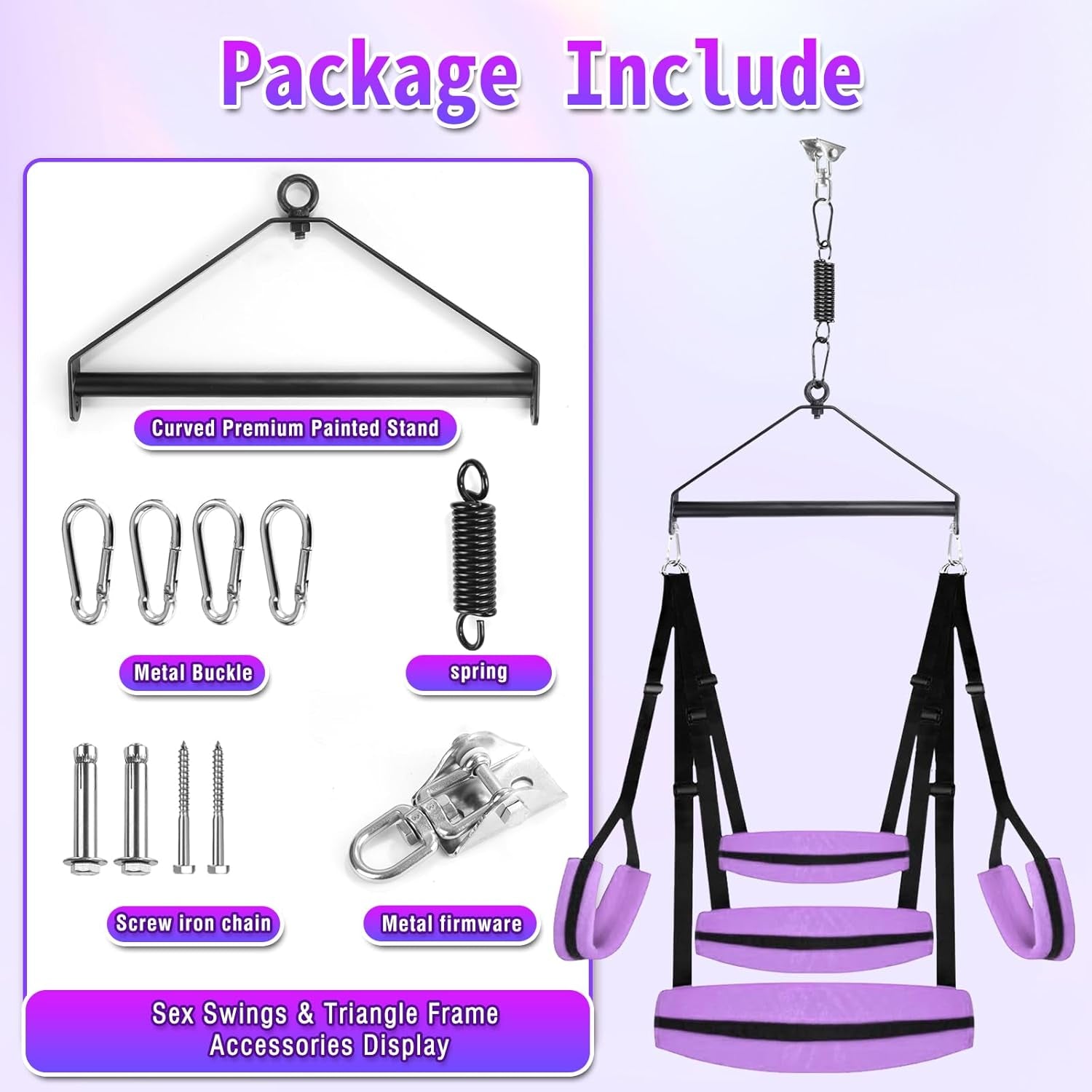 Sex Swing 360° Spinning Indoor Ceiling Sling with Widened Comfortable Seat, BDSM Sex Swings with Premium Paint Stand Adjustable Nylon Straps Strong Metal Hardware, Adult Sex Toys for Couples