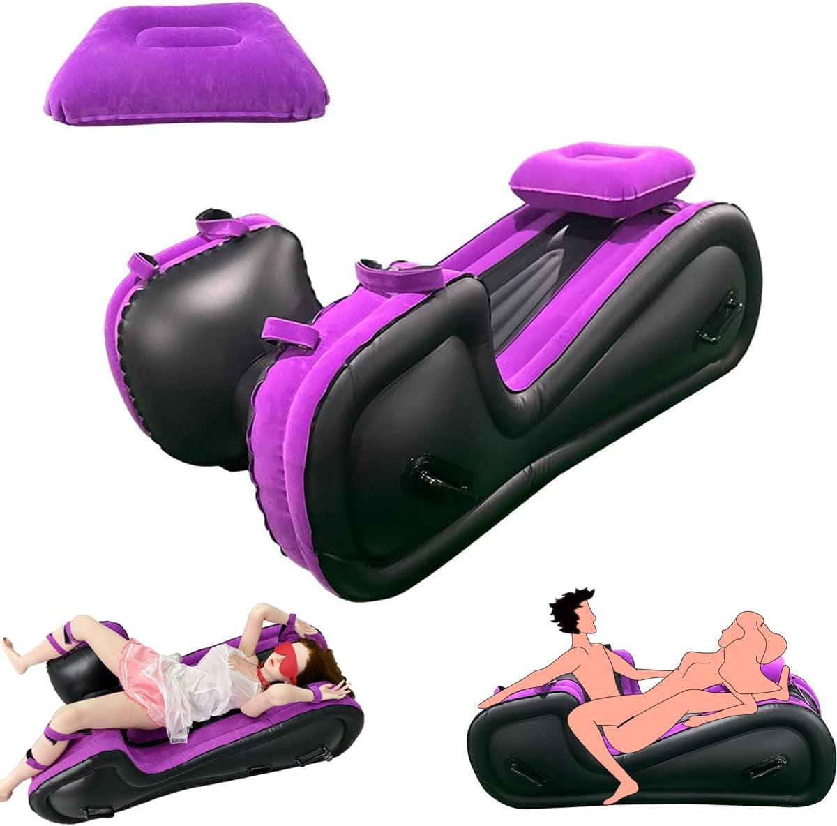 Sex Bed Inflatable Sex Furniture with Sexual Restraints for Sex BDSM Bondage Sex Position Bed for Couple Auto Inflated Sex Toys for Bedroom Beach Garden Camping & Travel