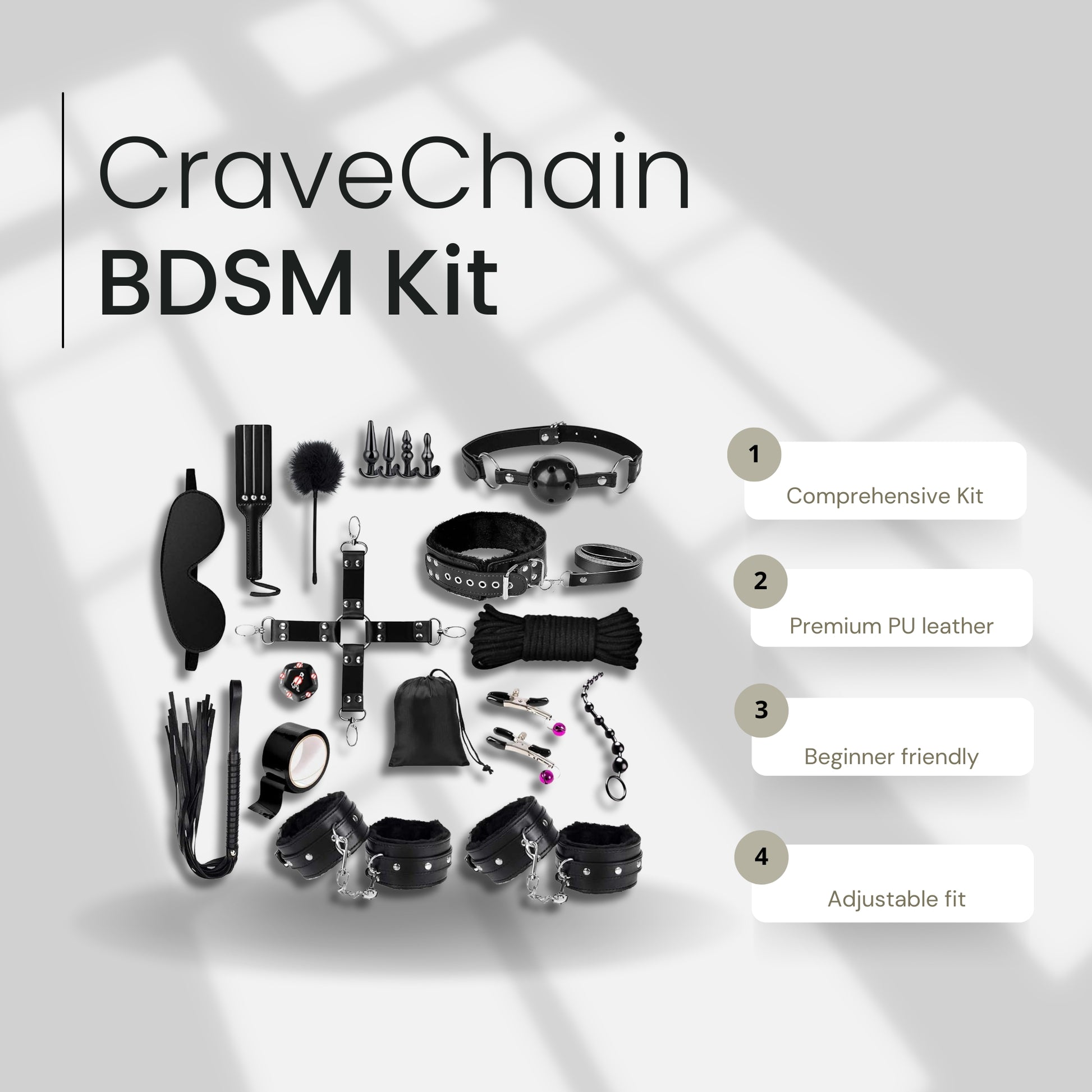 CraveChain 23-Piece BDSM Restraint Kit