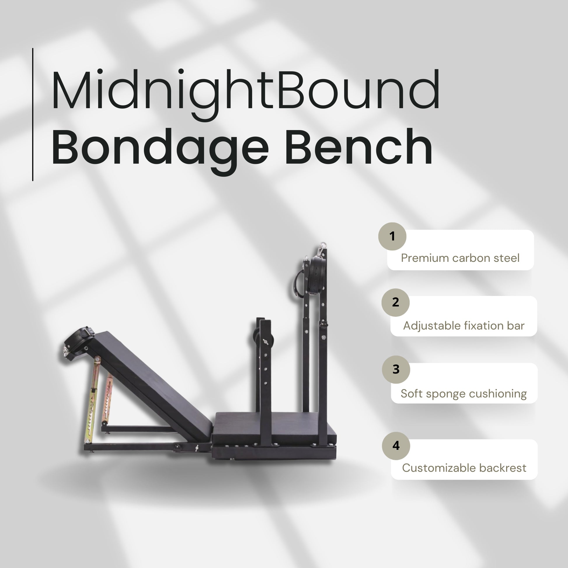 MidnightBound Adjustable Bondage Bench