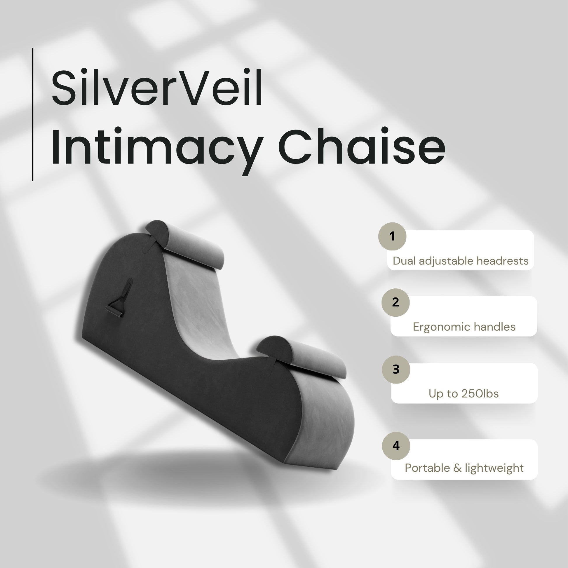 SilverVeil Premium Sex Chaise Lounger with Handles