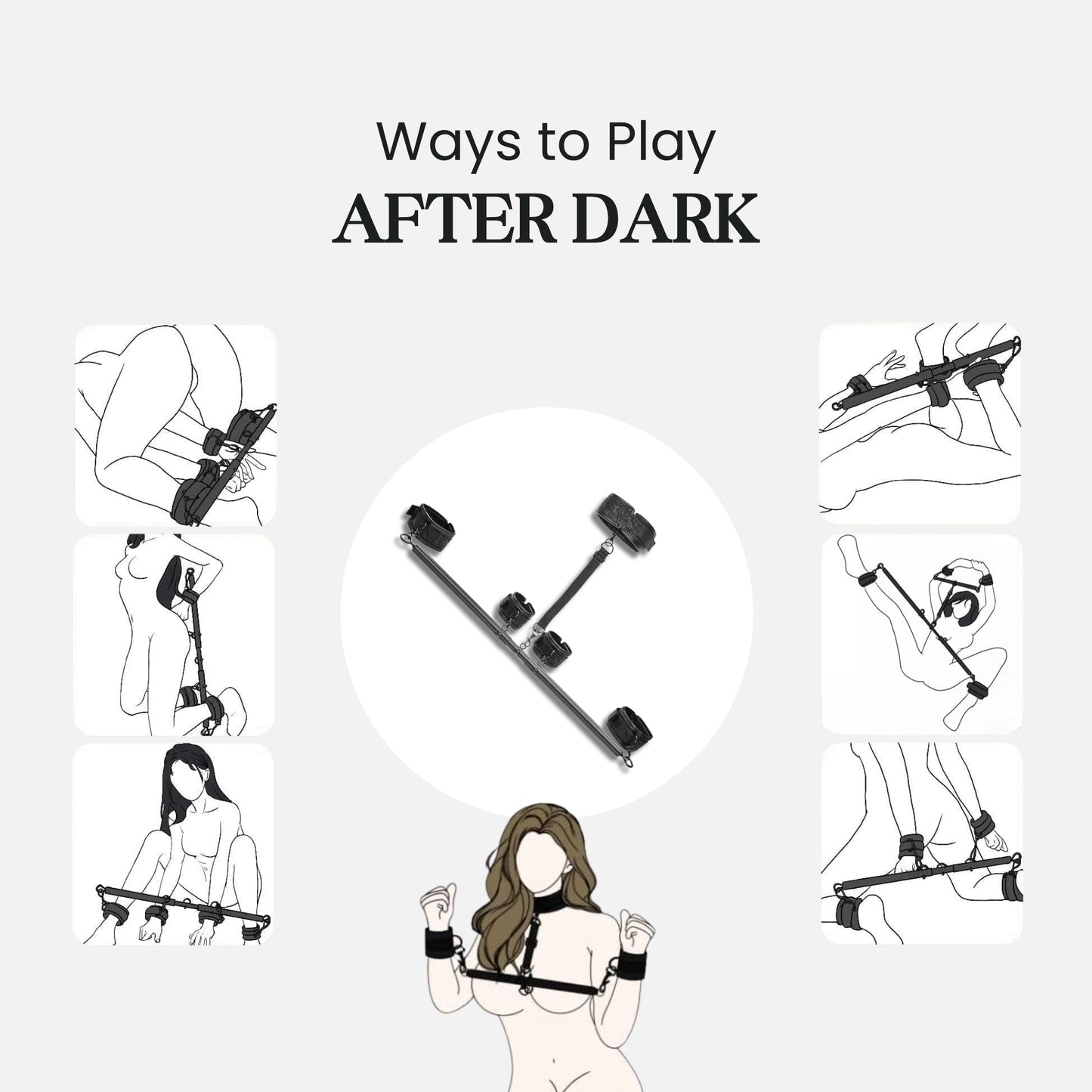 OnyxLure Adjustable BDSM Spreader Bar & Restraint Kit