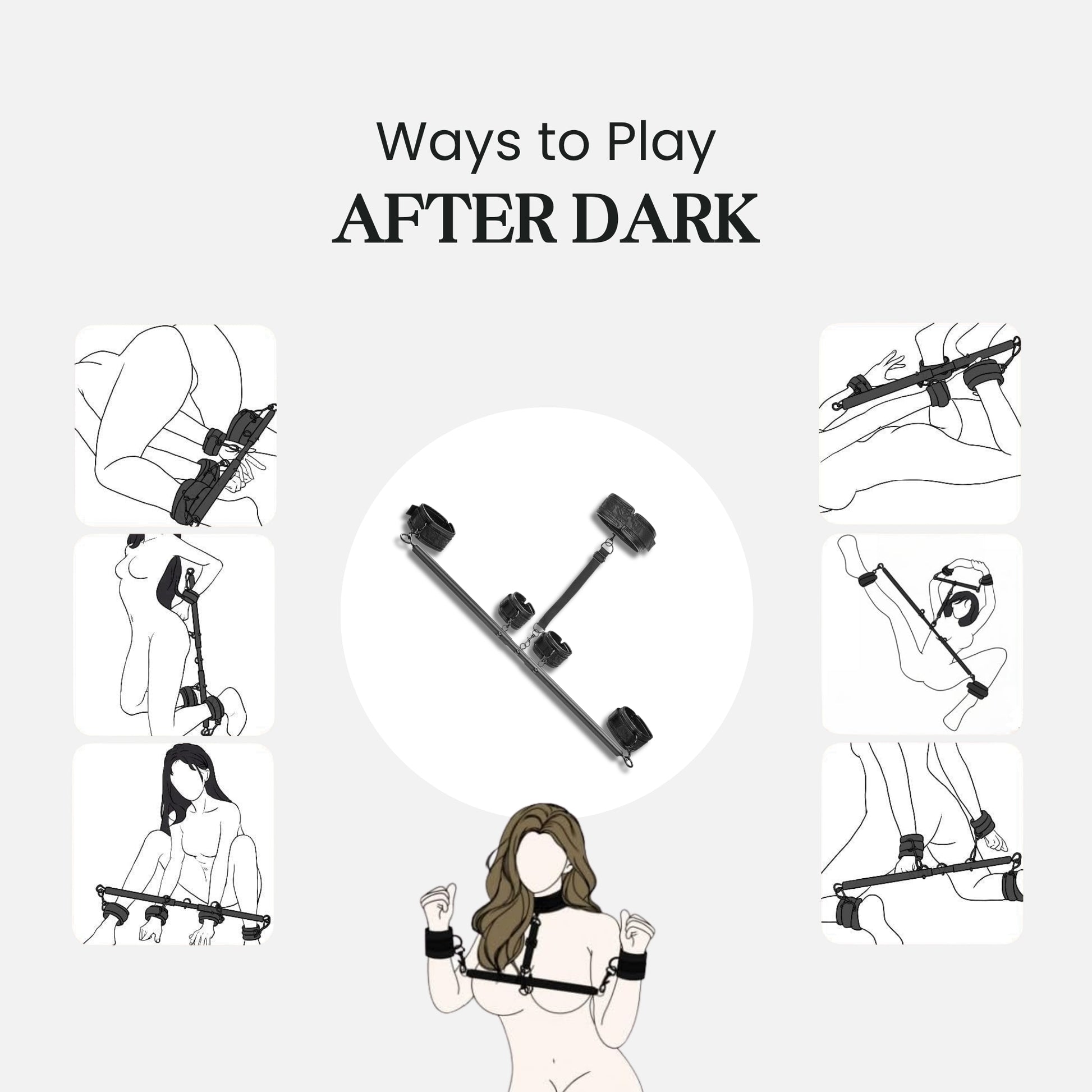 OnyxLure Adjustable BDSM Spreader Bar & Restraint Kit
