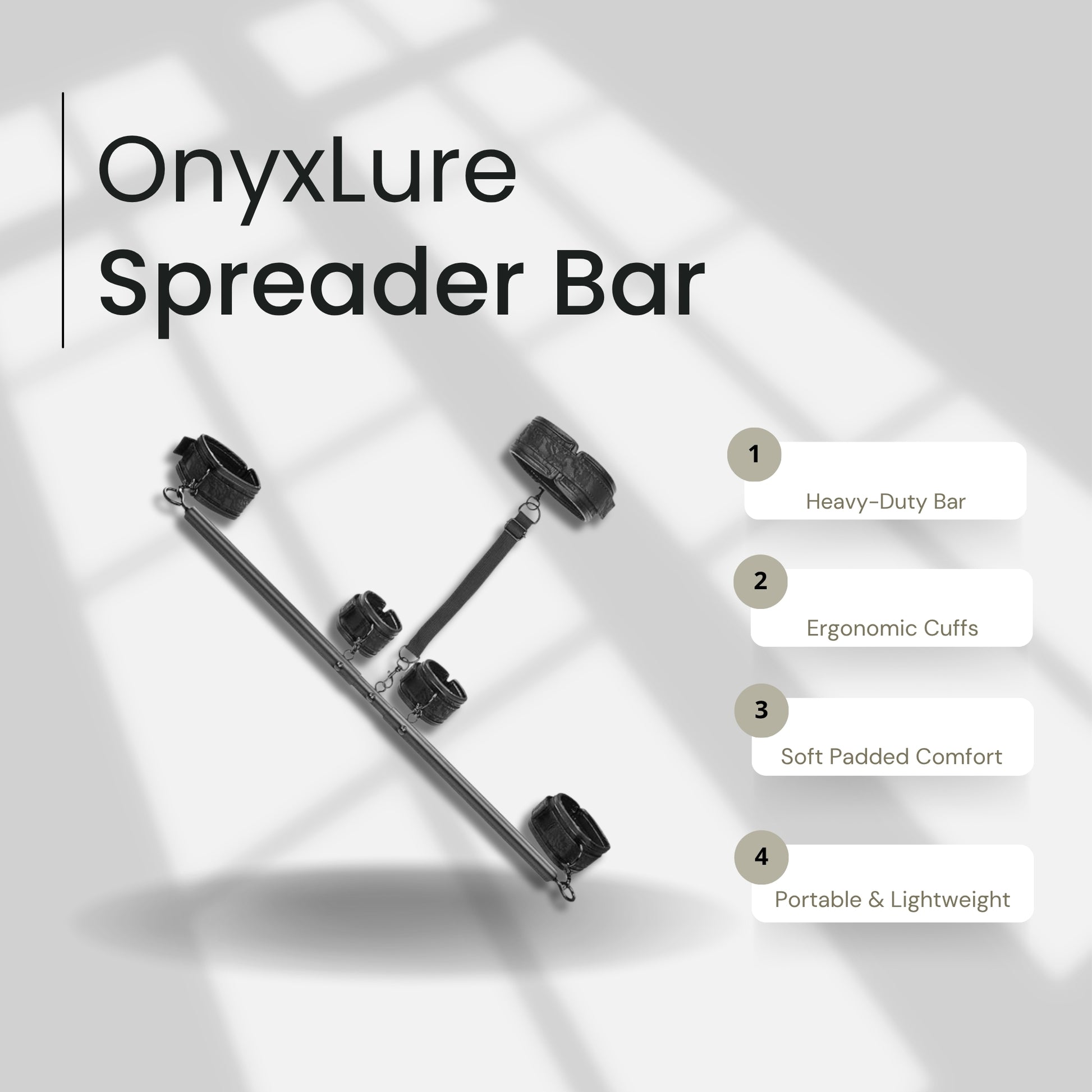 OnyxLure Adjustable BDSM Spreader Bar & Restraint Kit