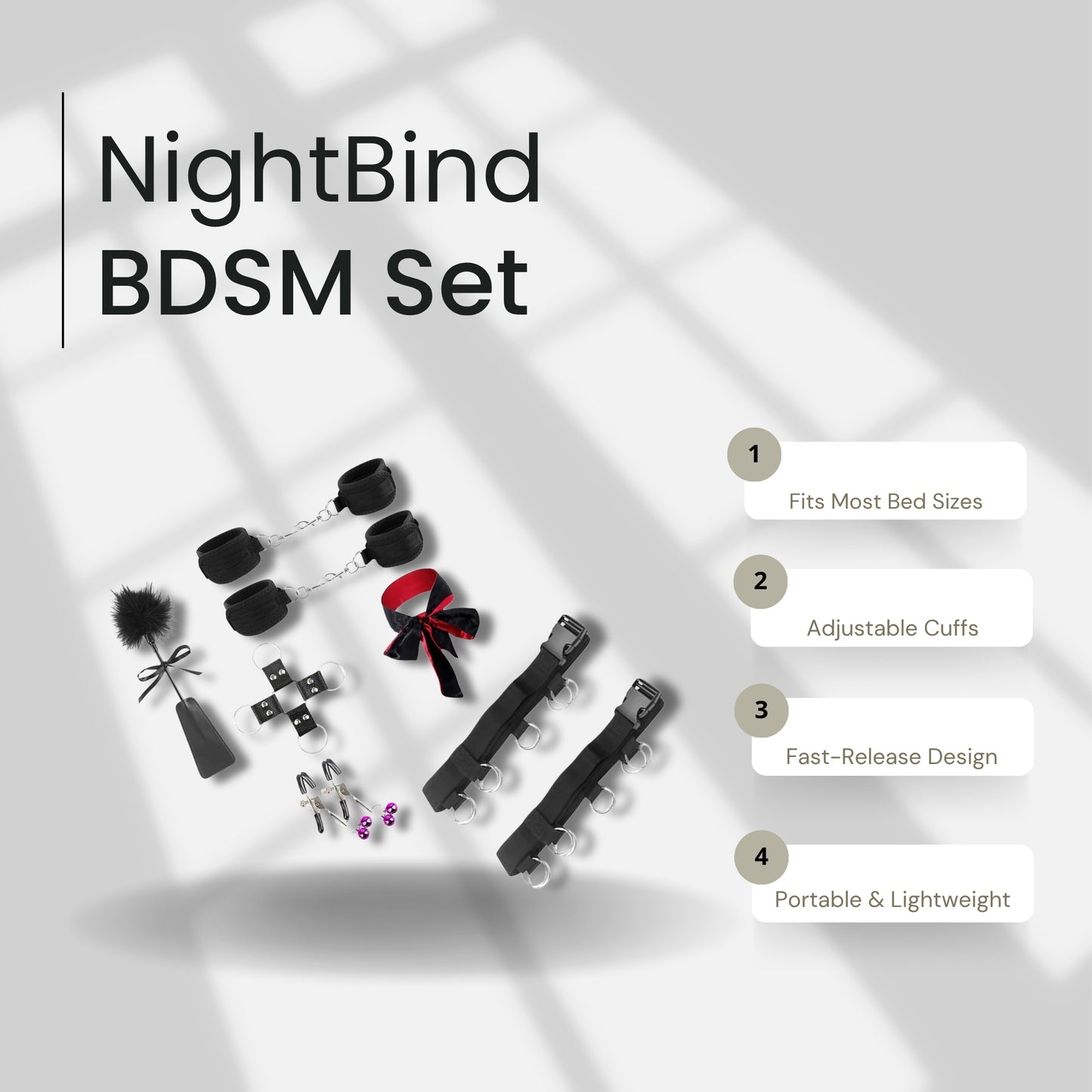NightBind 11-Piece Deluxe Bed Restraint Kit