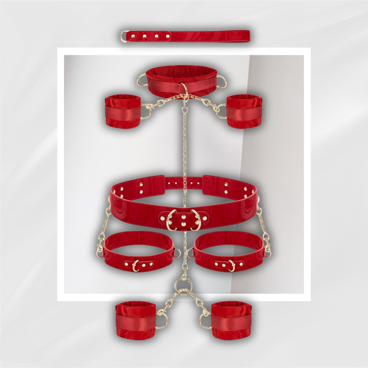 RougeTether 7-Piece Red BDSM Bondage Restraint Kit