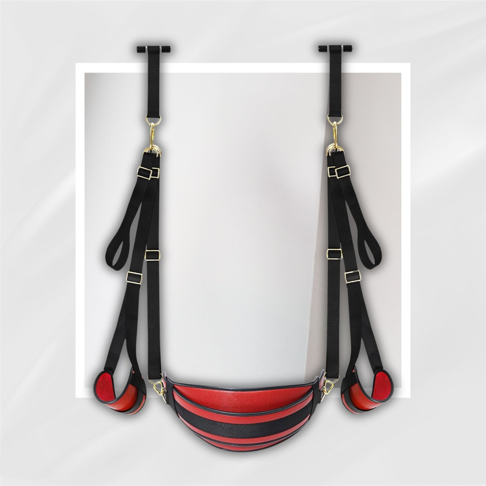 CrimsonBound Red PU Leather Adjustable Door BDSM Sex Swing