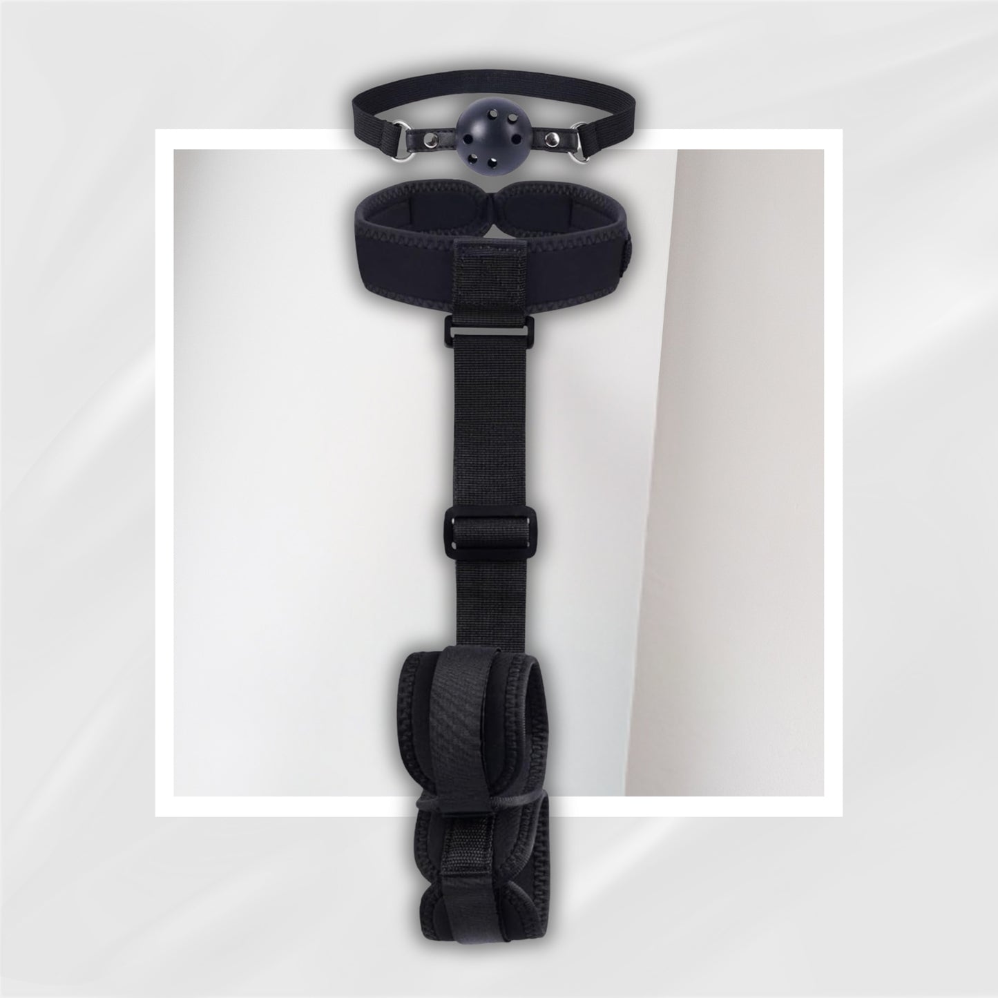 MidnightLock Neck to Wrist BDSM Restraint Set with Ball Gag