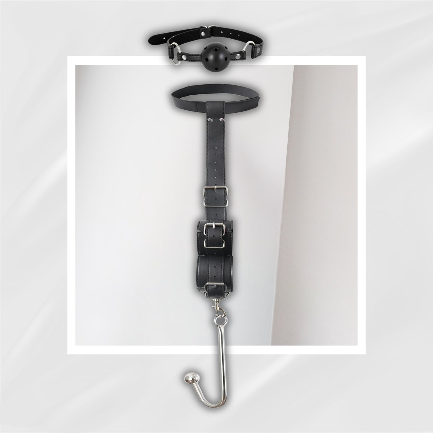 SteelDominion Anal Hook BDSM Restraint Set with Ball Gag