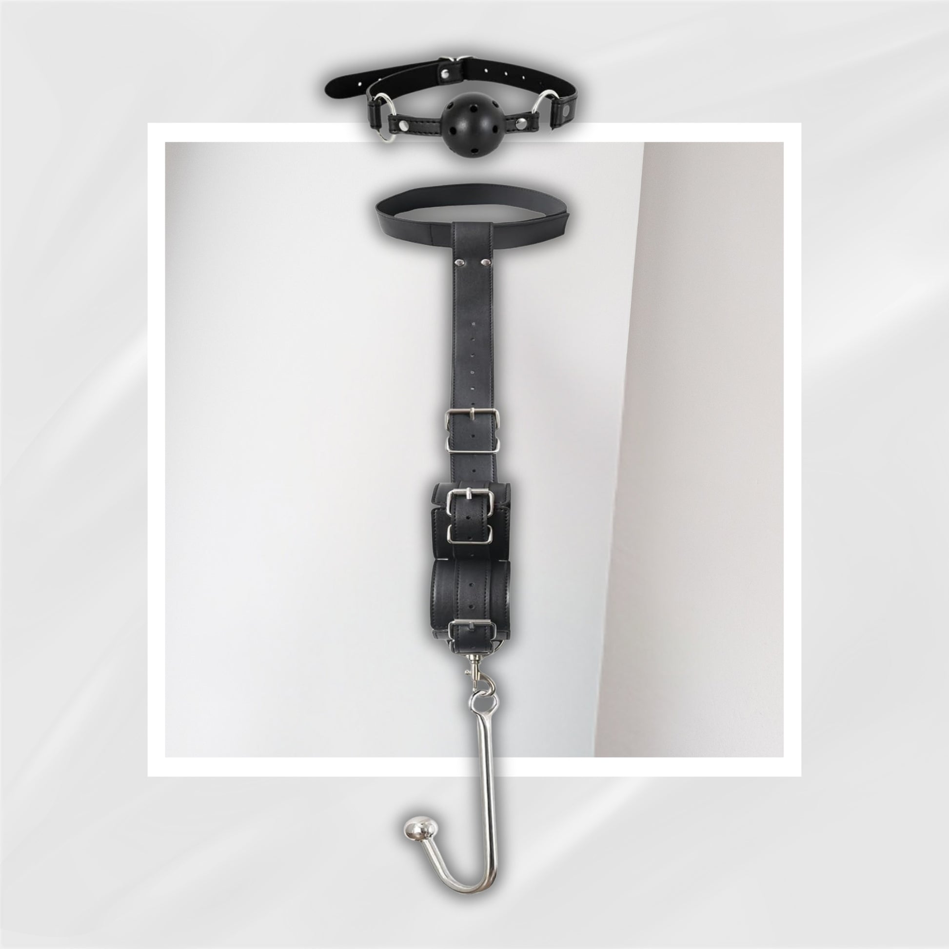 SteelDominion Anal Hook BDSM Restraint Set with Ball Gag