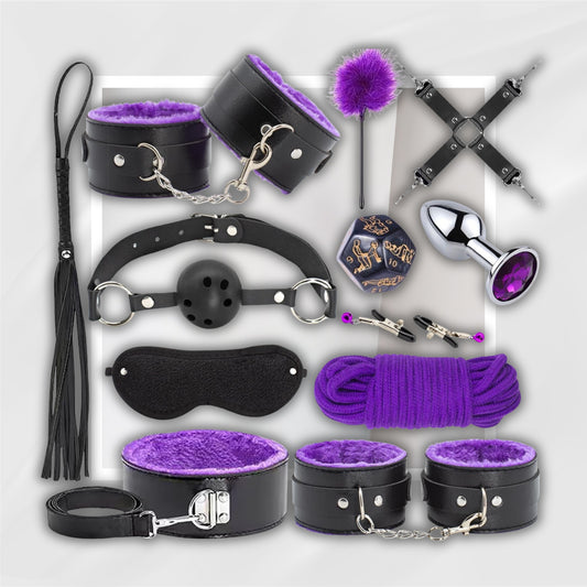 DominionY 12-Piece BDSM Bondage Kit with Cuffs & Toys