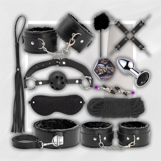 NocturneX 12-Piece BDSM Bondage Kit with Cuffs & Toys