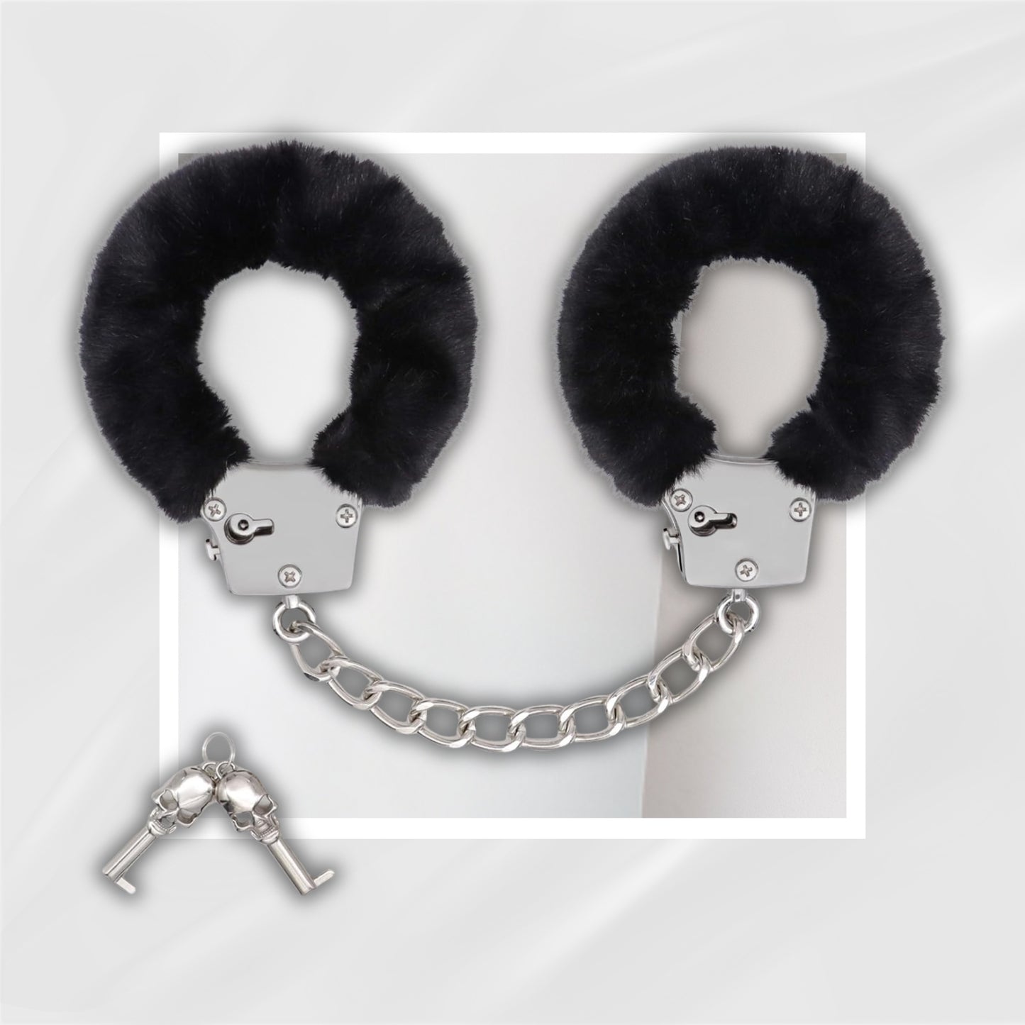 SableFur Fuzzy BDSM Handcuffs | Metal Bondage Cuffs with Keys