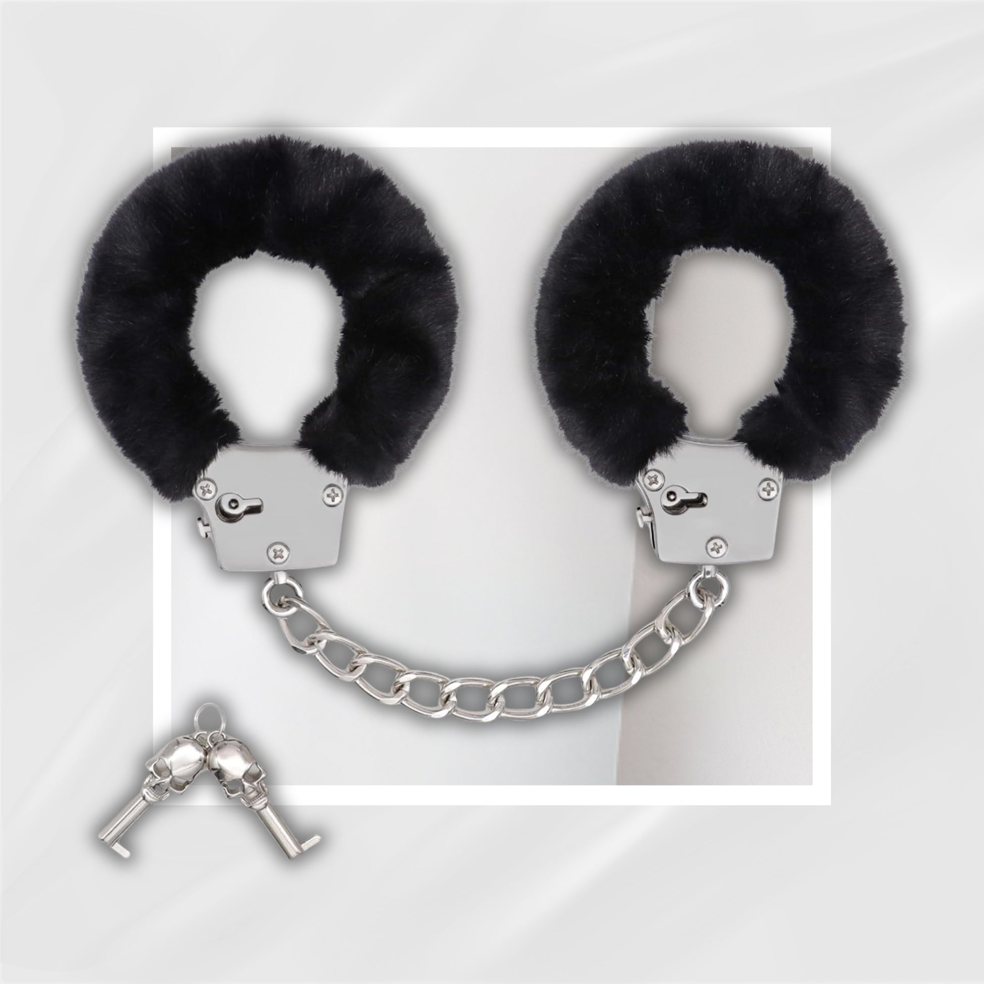 SableFur Fuzzy BDSM Handcuffs | Metal Bondage Cuffs with Keys