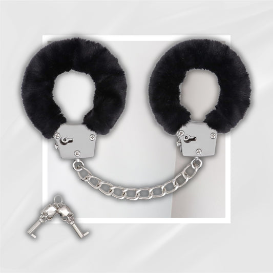 SableFur Fuzzy BDSM Handcuffs | Metal Bondage Cuffs with Keys