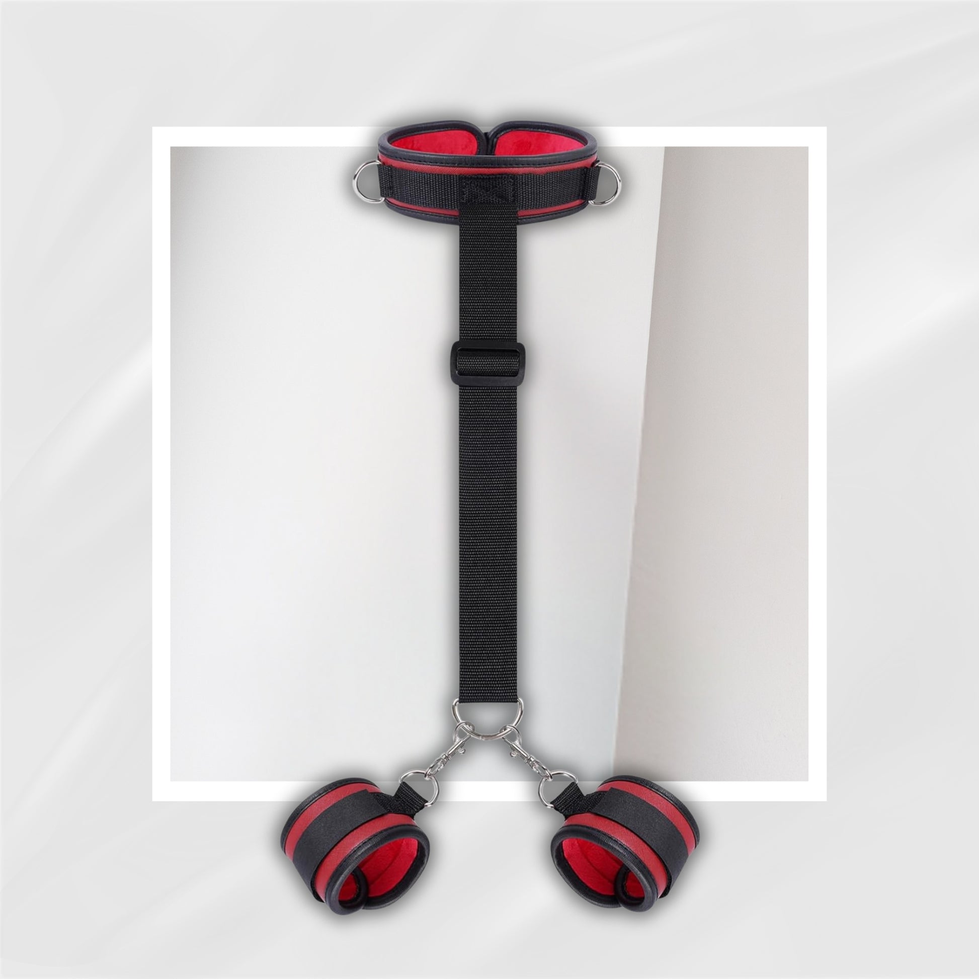 RougeNape Black Red Neck to Wrist BDSM Restraint