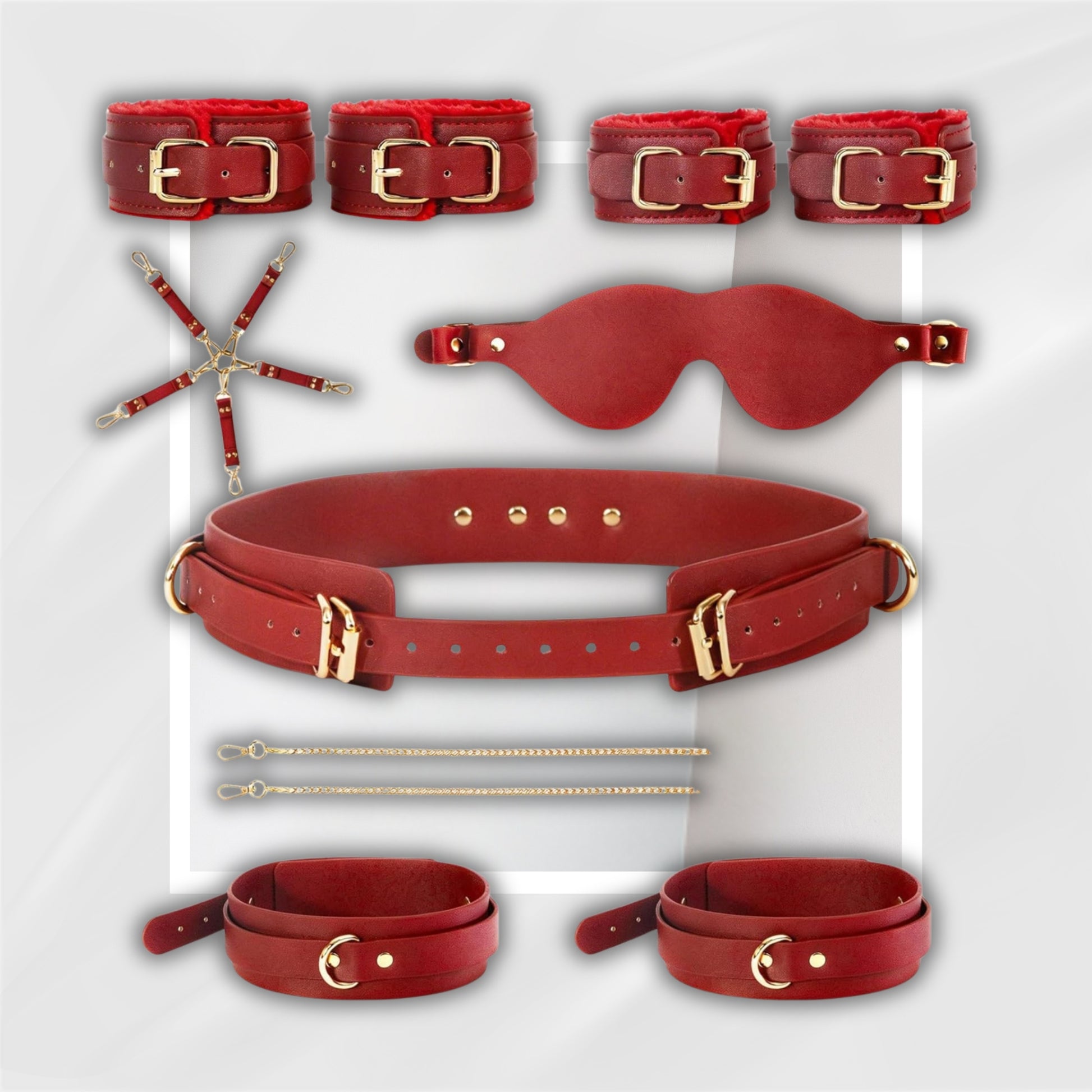 DominaLux Premium Red 15-Piece BDSM Bondage Kit