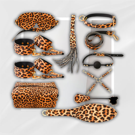 WildAfter 10-Piece Leopard BDSM Kit