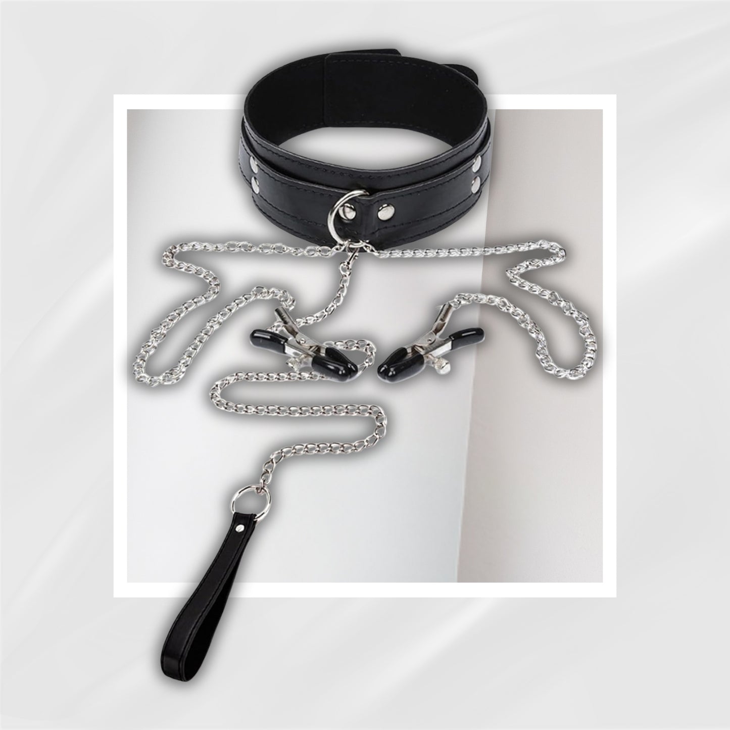 ChainTease BDSM Collar with Nipple Clamps