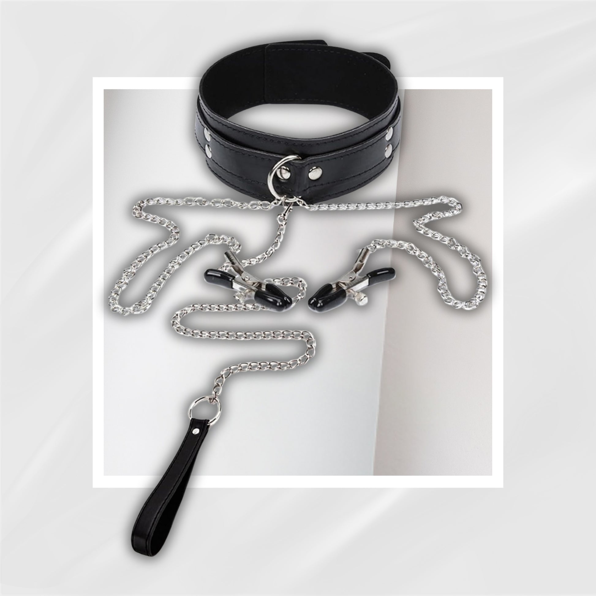 ChainTease BDSM Collar with Nipple Clamps