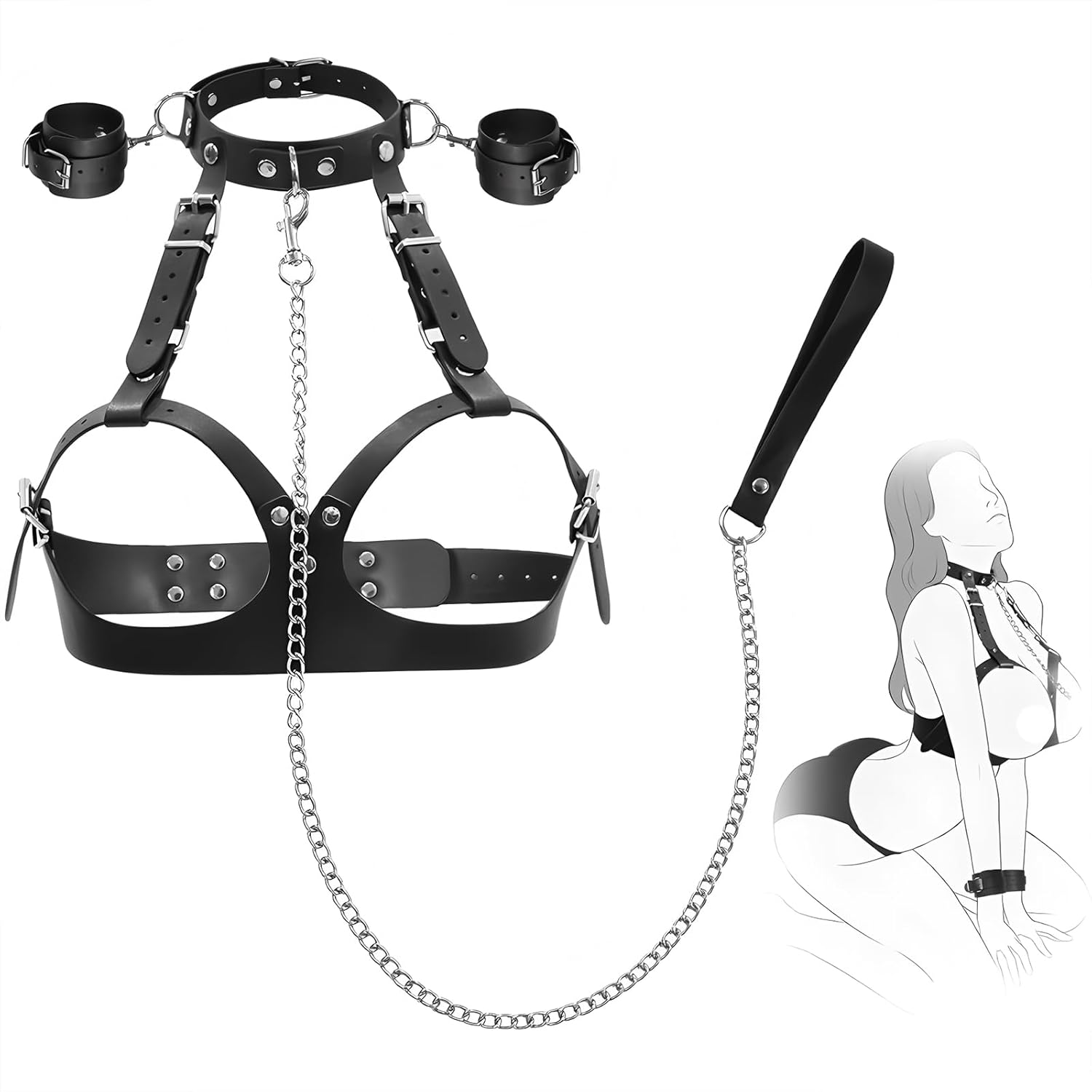 CorsetChain Adjustable BDSM Breast Bondage Harness Set