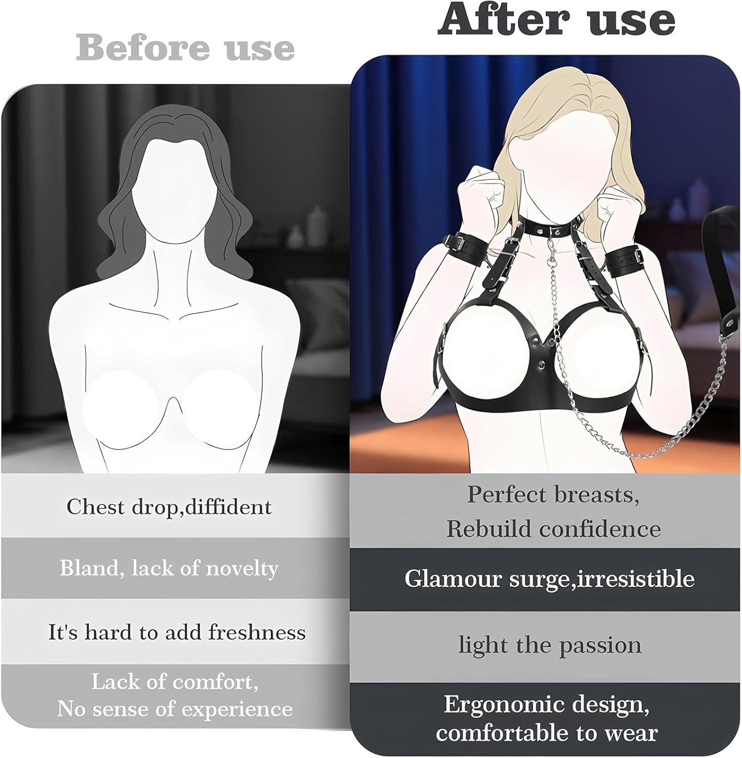 CorsetChain Adjustable BDSM Breast Bondage Harness Set