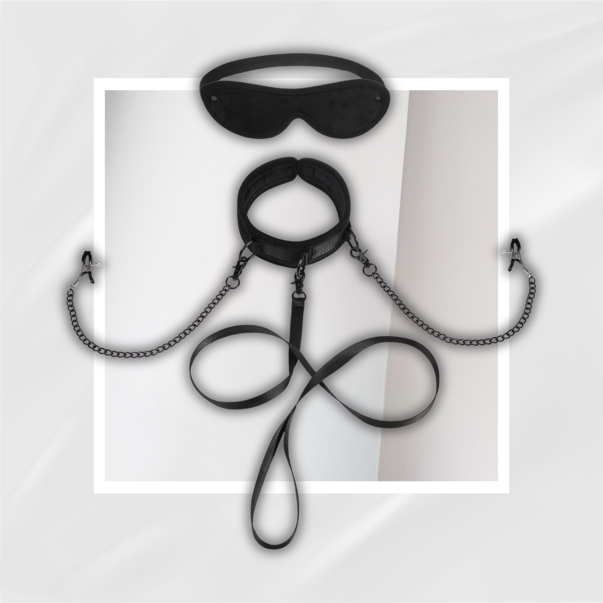 VelvetLead Faux Fur BDSM Collar Nipple Clamp Set