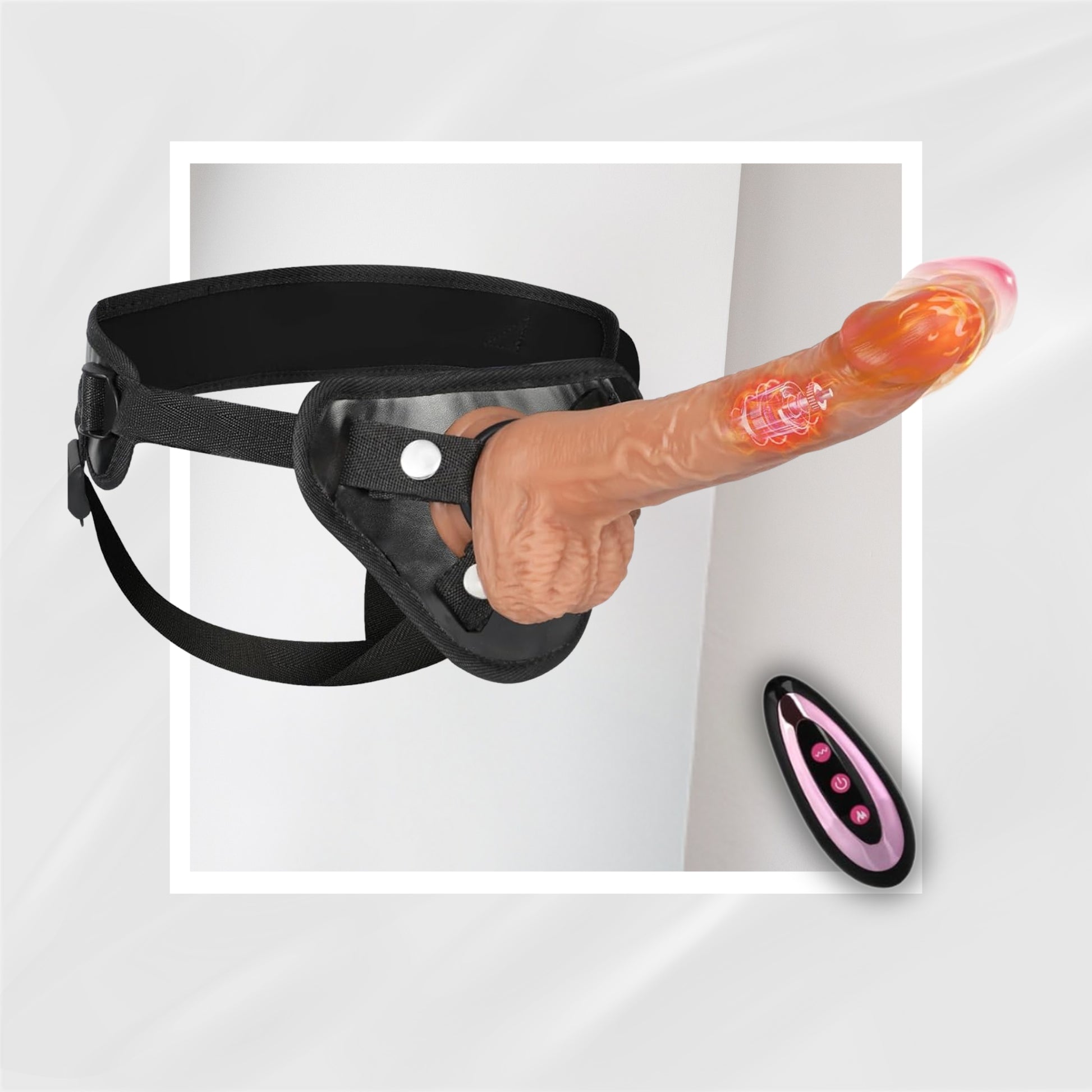 DuskSurge 8" Thrusting Heated Dildo Strap-On Set