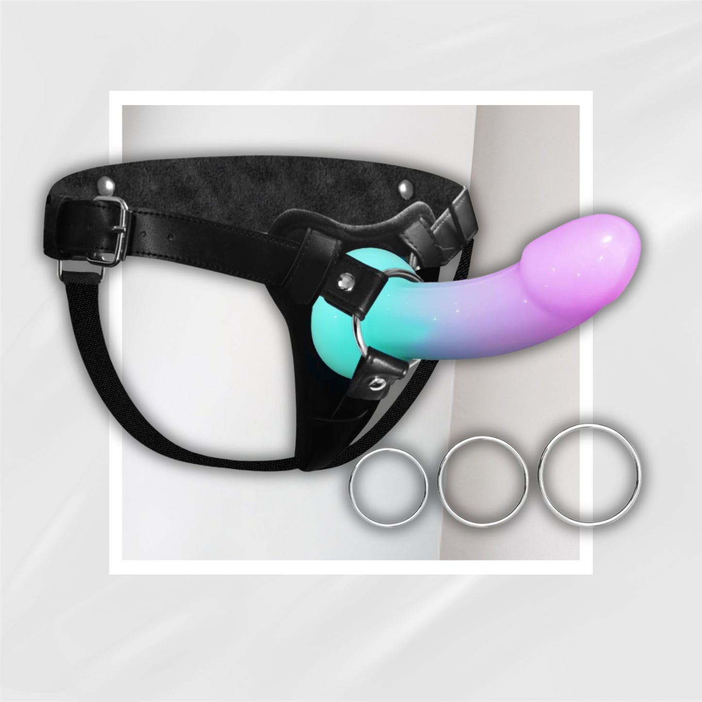 NightGlow 7.6in Silicone Strap On & Harness Set