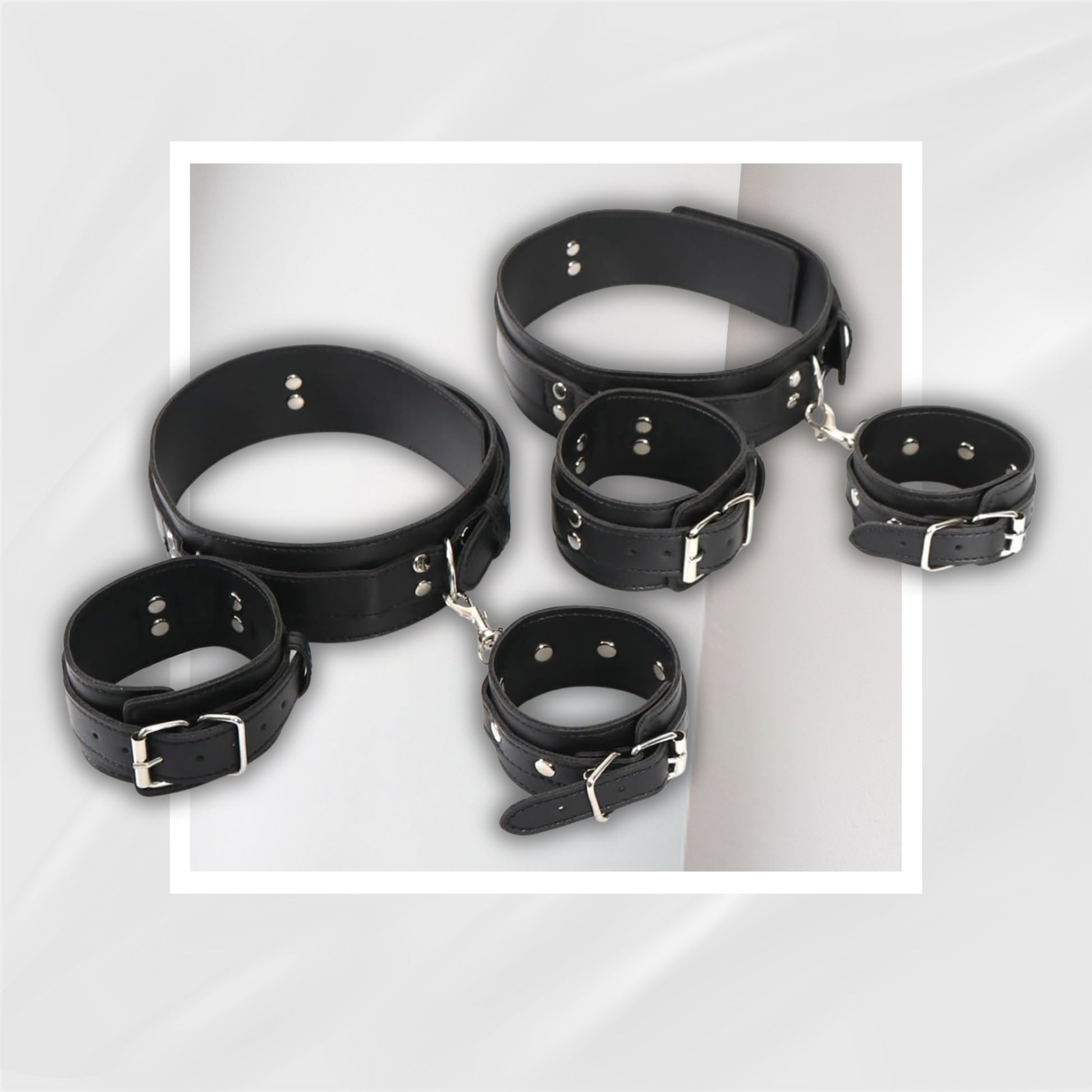 NoirLeather Bondage Set – Wrist, Thigh & Ankle Cuffs