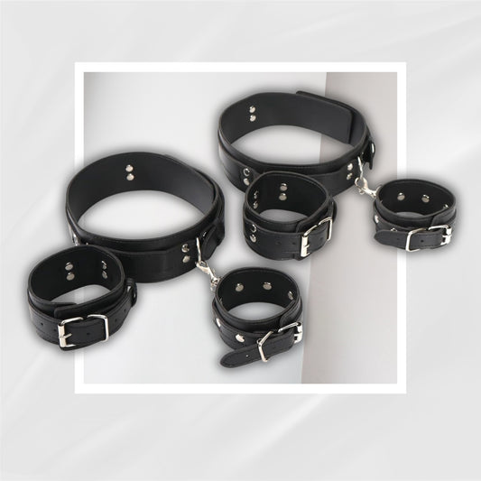 NoirLeather Bondage Set – Wrist, Thigh & Ankle Cuffs