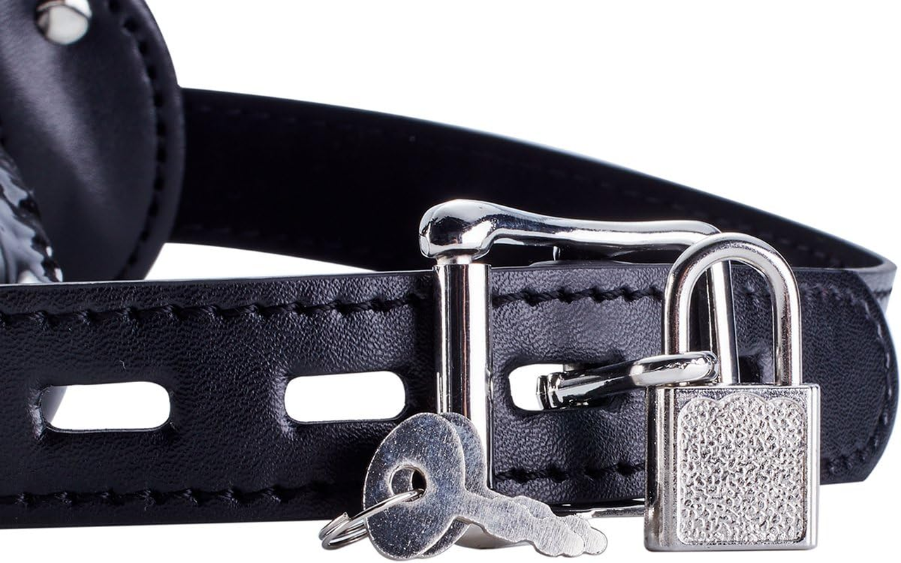 SubmissionX Lockable Penis Mouth Gag – Leather Strap, Body-Safe