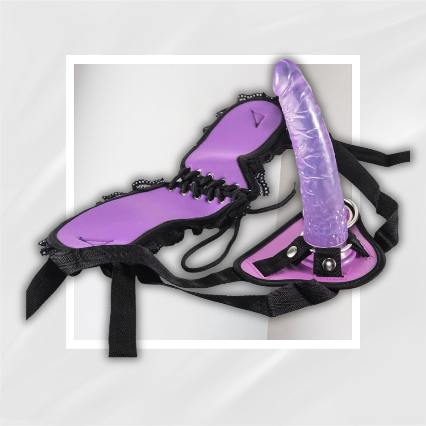 LaceAllure Realistic Strap-On Dildo | 7.8" Removable, 3 O-Rings 