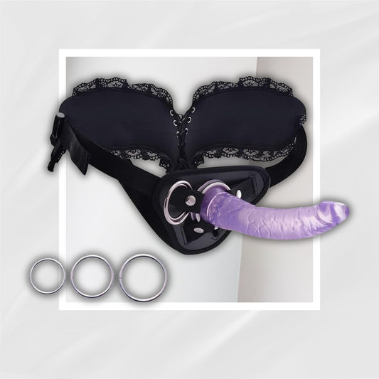 LaceBond Realistic Strap-On Dildo | 7.8" Removable, 3 O-Rings