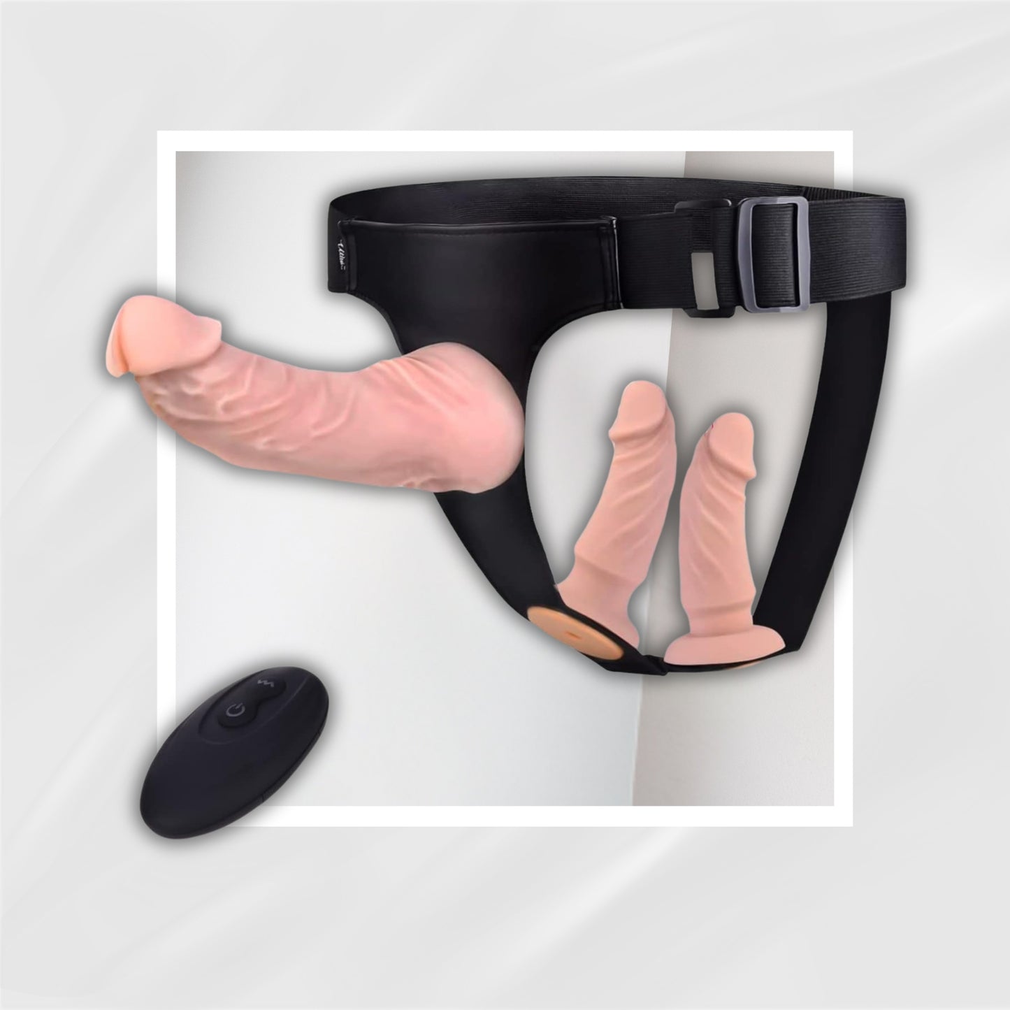 TrioPulse Vibrating Strap-On Set | 3 Dildos, Remote 10 Modes