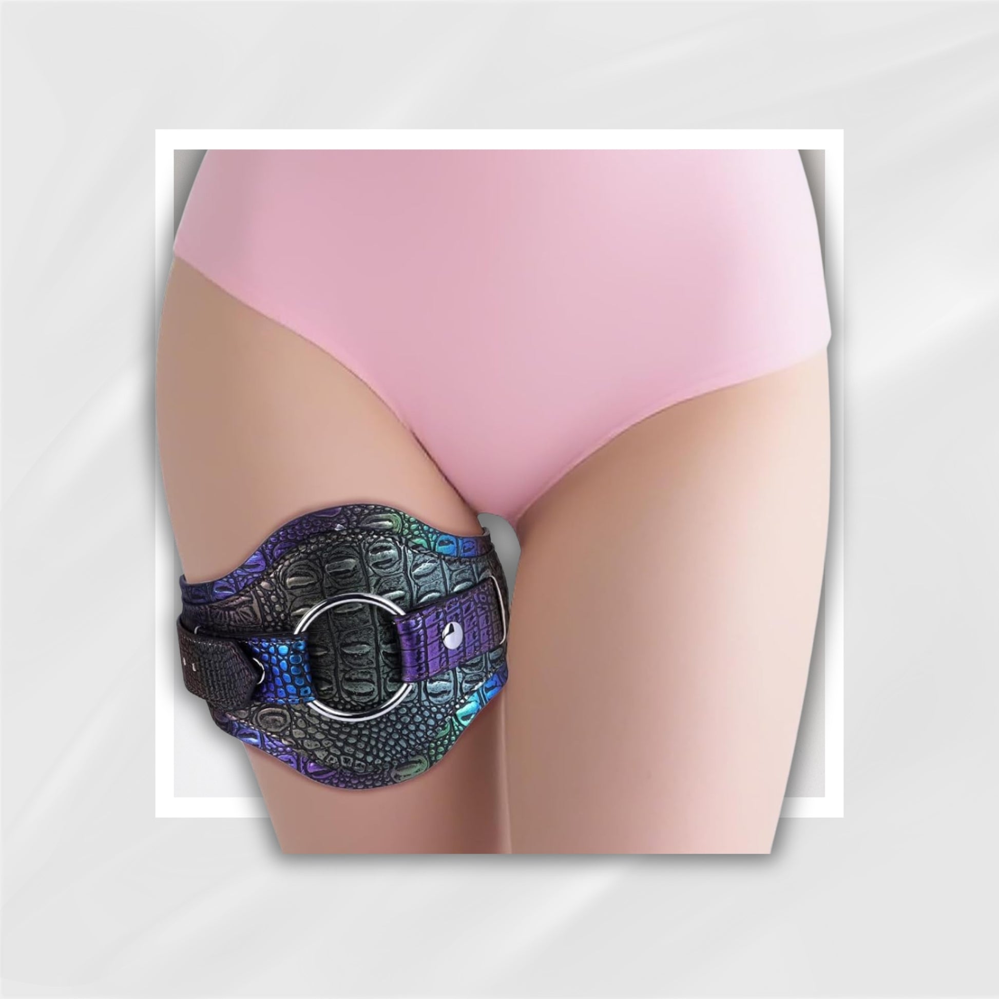 BoundCrescent Thigh Strap-On Harness | 3 O-Rings, Soft Leather