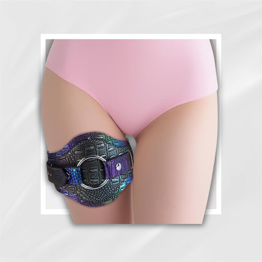 BoundCrescent Thigh Strap-On Harness | 3 O-Rings, Soft Leather