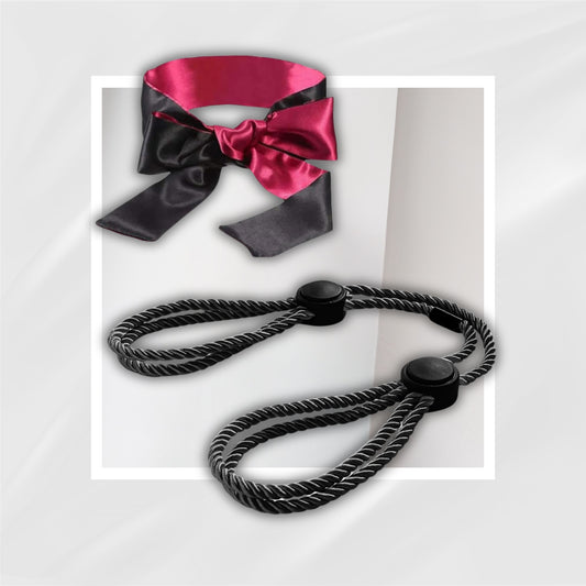 MidnightBind Adjustable Bondage Restraint Kit & Satin Blindfold Set