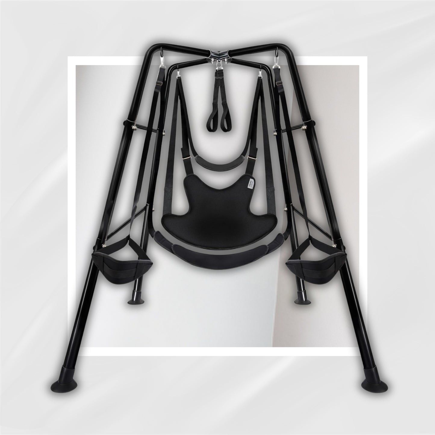 Sex Swing Set with Heavy-Duty Steel Frame and Adjustable Sex Strap，Sex Swing Chair for Adults，Bdsm Sex Toy with Comfortable Sex Bondage Sling, SM Sex Furniture Holds 1000 Lbs (Black)