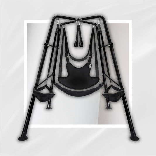 Sex Swing Set with Heavy-Duty Steel Frame and Adjustable Sex Strap，Sex Swing Chair for Adults，Bdsm Sex Toy with Comfortable Sex Bondage Sling, SM Sex Furniture Holds 1000 Lbs (Black)