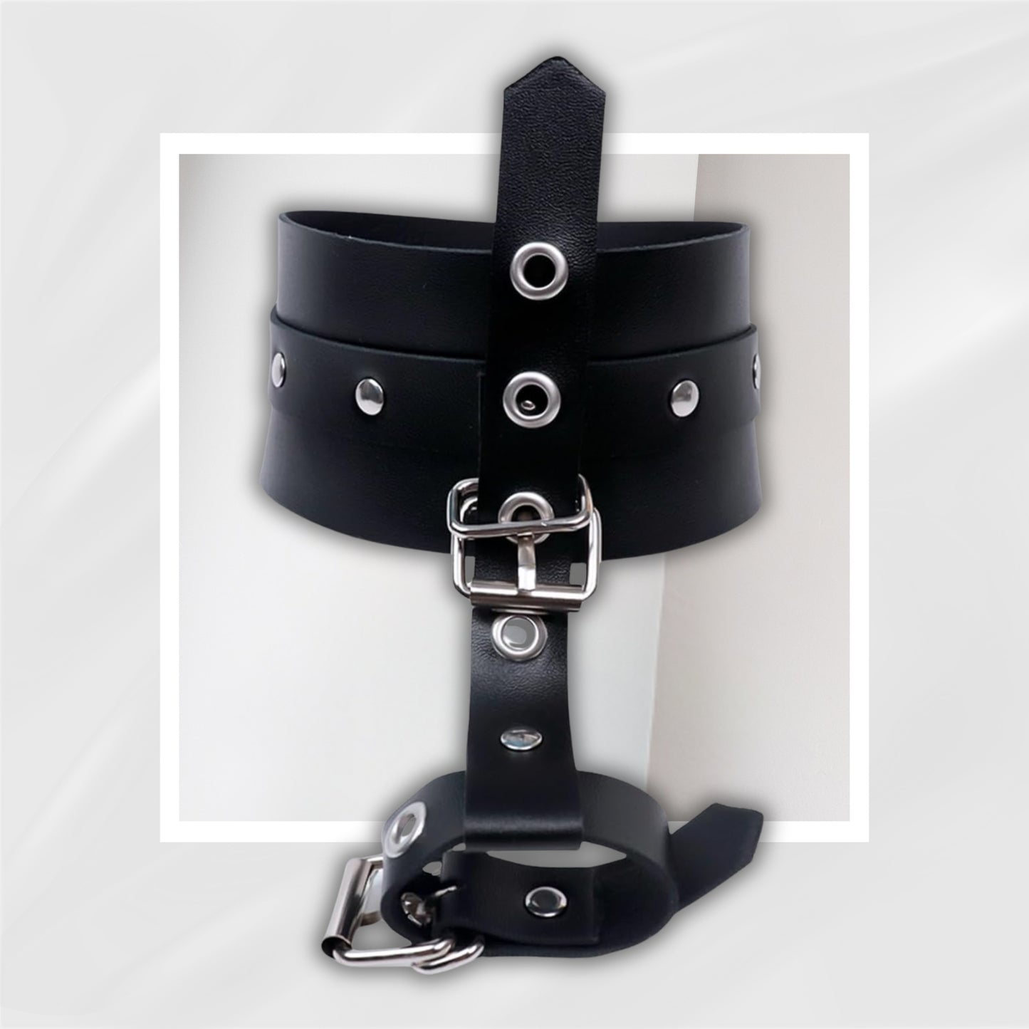 RebelBound BDSM PU Leather Wrist & Thumbs Cuffs