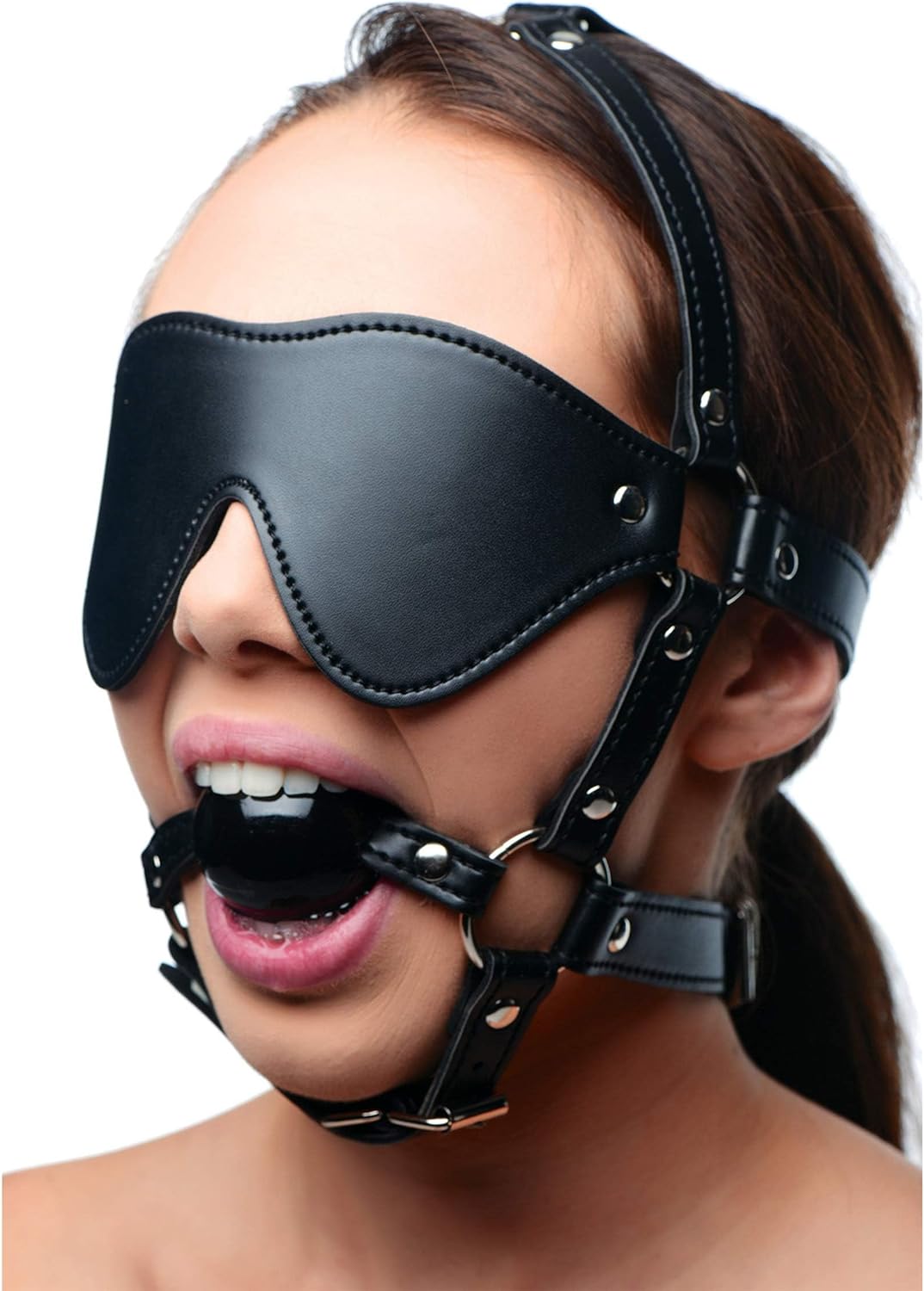 BlackoutBound BDSM Blindfold & Ball Gag Mask
