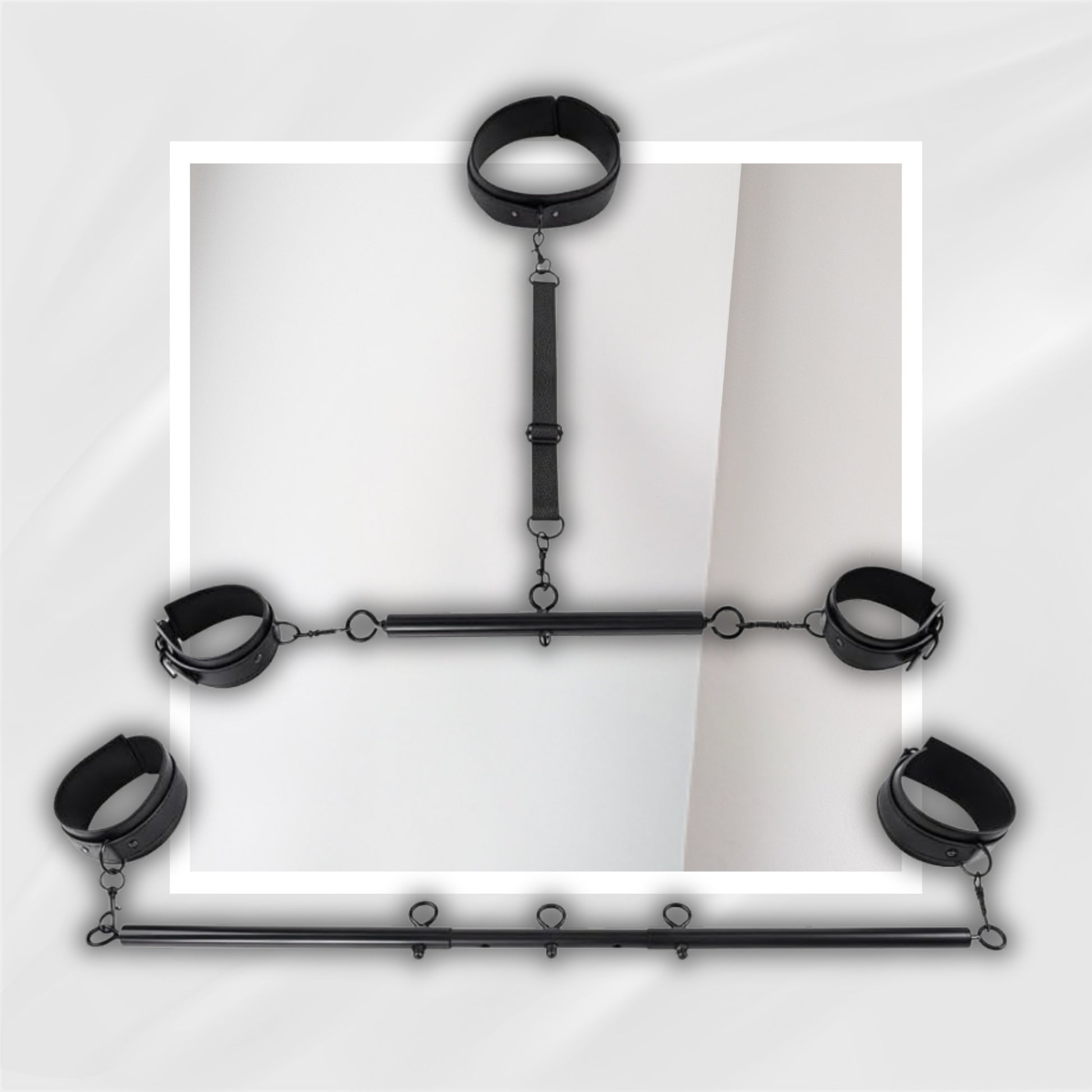 IronReign BDSM Spreader Bar, Cuffs & Collar Set