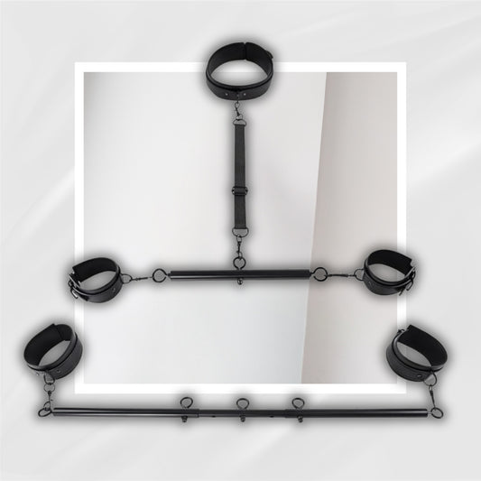 IronReign BDSM Spreader Bar, Cuffs & Collar Set