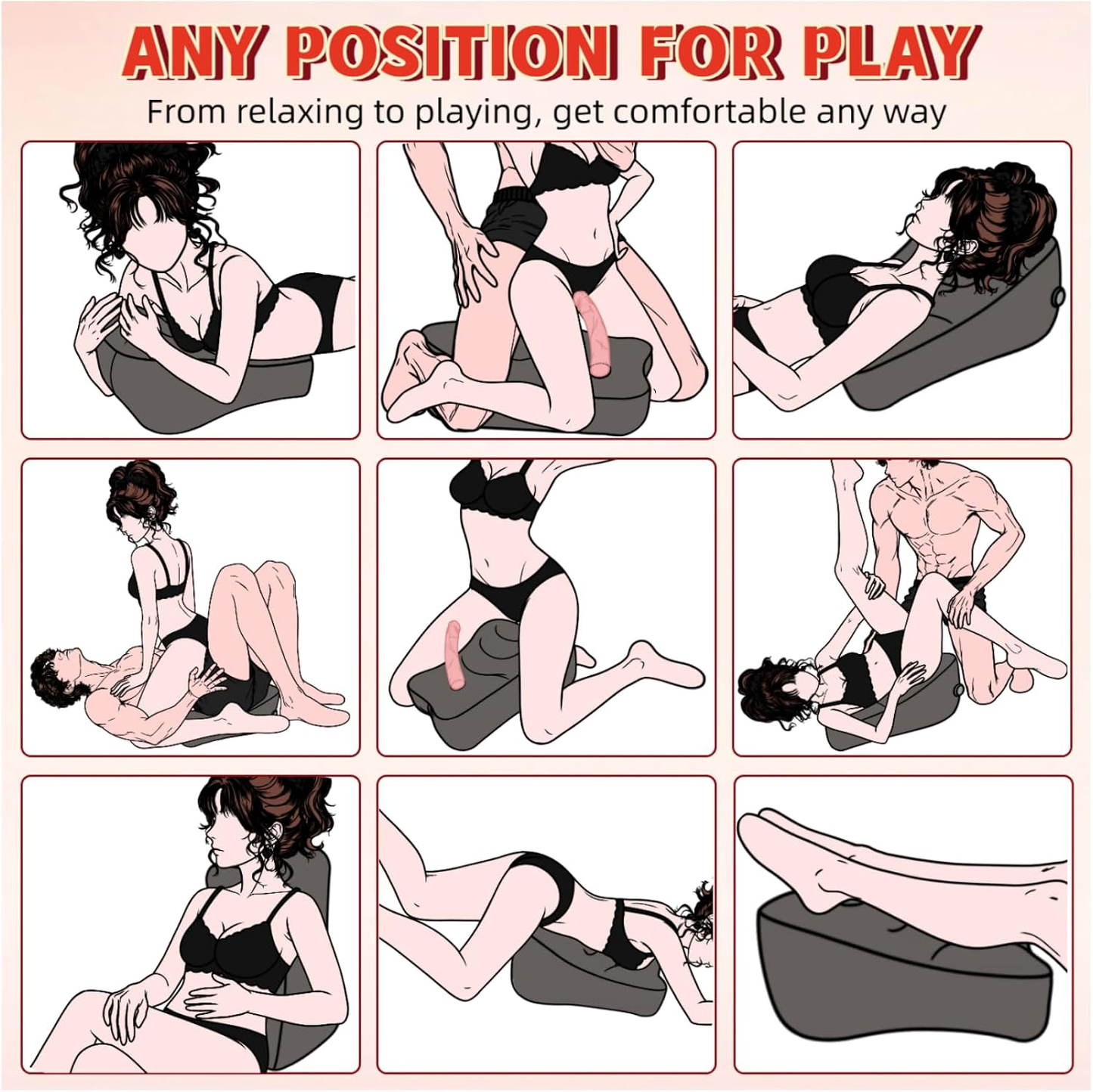 DuskFall Inflatable Sex Cushion with Toy Mount | Hands-Free, Couples