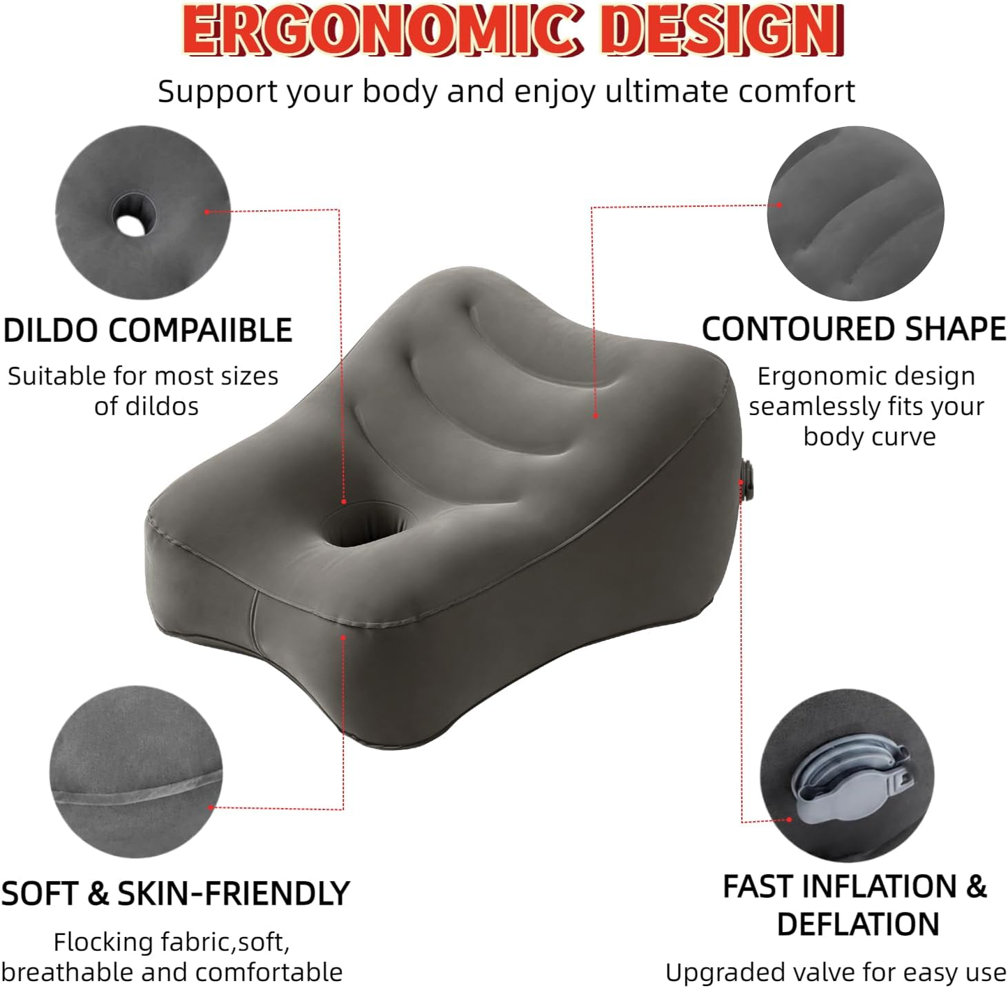 DuskFall Inflatable Sex Cushion with Toy Mount | Hands-Free, Couples
